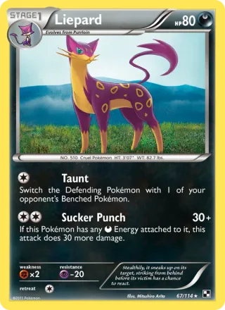 Liepard #67 · Black & White Pokémon card