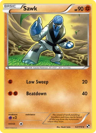 Sawk #62 · Black & White Pokémon card