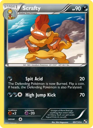Scrafty #69 · Black & White Pokémon card