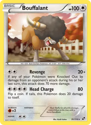 Bouffalant #91 · Black & White Pokémon card