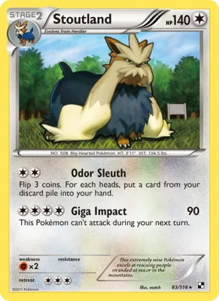 Stoutland #83 · Black & White Pokémon card