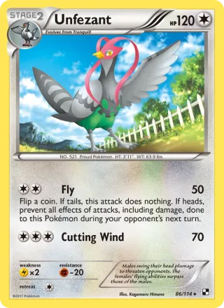 Unfezant #86 · Black & White Pokémon card