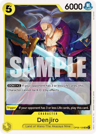 Denjiro #OP06-109 · Wings of the Captain Pre-Release Cards One Piece card