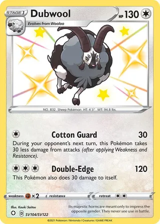 Dubwool #SV104 · Shining Fates Shiny Vault Pokémon card
