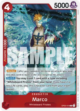 Marco (Treasure Cup) #OP02-018-treasure-cup · One Piece Promotion Cards One Piece card