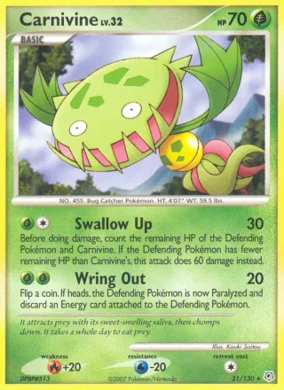 Carnivine #21 · Diamond & Pearl Pokémon card