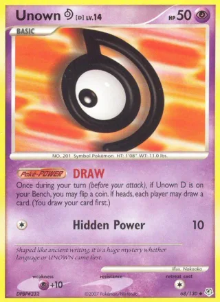 Unown D #68 · Diamond & Pearl Pokémon card