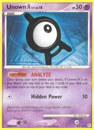 Unown A #65 · Diamond & Pearl Pokémon card