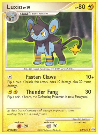 Luxio #52 · Diamond & Pearl Pokémon card