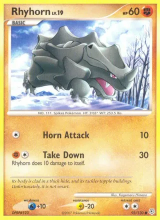 Rhyhorn #95 · Diamond & Pearl Pokémon card