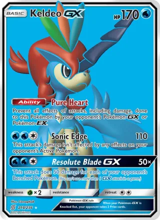 Keldeo GX #219 · Unified Minds Pokémon card