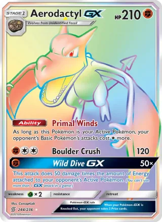 Aerodactyl GX #244 · Unified Minds Pokémon card