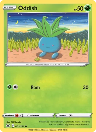 Oddish #001 · Lost Origin Pokémon card