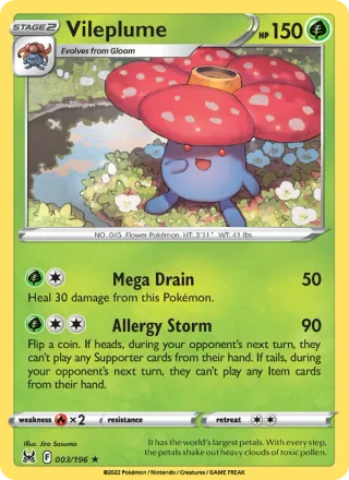 Vileplume #003 · Lost Origin Pokémon card