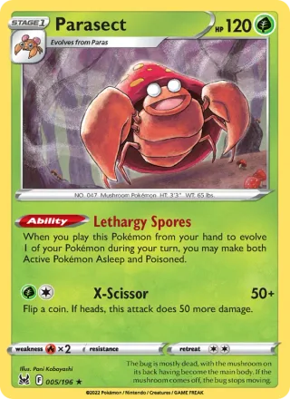 Parasect #005 · Lost Origin Pokémon card