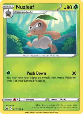 Nuzleaf #012 · Lost Origin Pokémon card