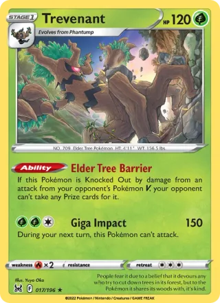 Trevenant #017 · Lost Origin Pokémon card