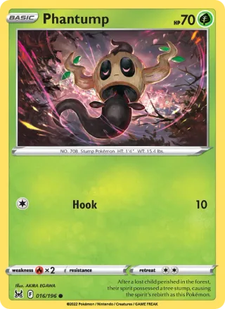 Phantump #016 · Lost Origin Pokémon card