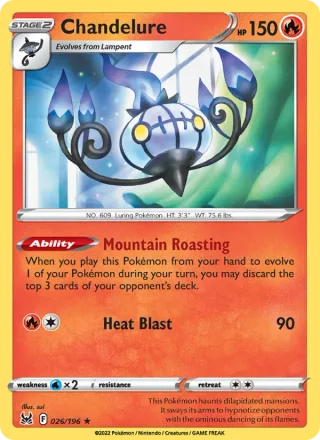 Chandelure #026 · Lost Origin Pokémon card