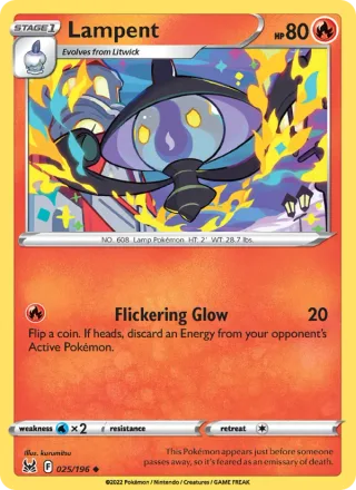Lampent #025 · Lost Origin Pokémon card
