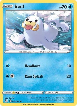 Seel #033 · Lost Origin Pokémon card