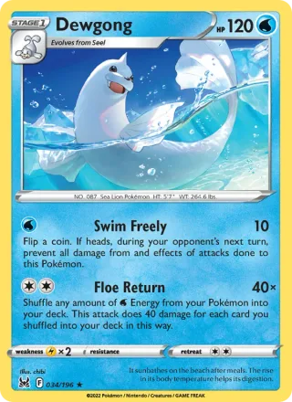 Dewgong #034 · Lost Origin Pokémon card