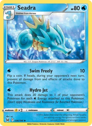 Seadra #036 · Lost Origin Pokémon card