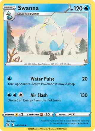 Swanna #047 · Lost Origin Pokémon card