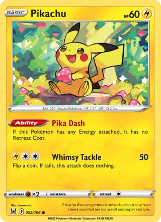 Pikachu #052 · Lost Origin Pokémon card