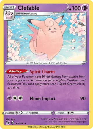 Clefable #063 · Lost Origin Pokémon card
