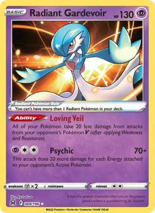 Radiant Gardevoir #069 · Lost Origin Pokémon card