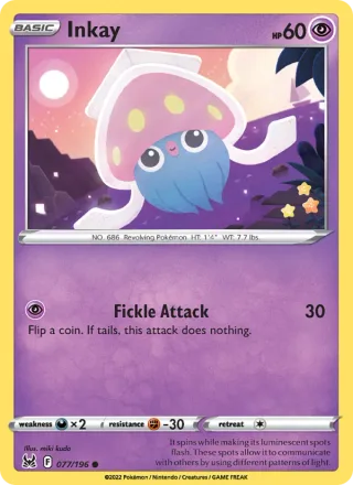 Inkay #077 · Lost Origin Pokémon card