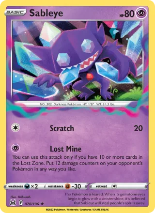 Sableye #070 · Lost Origin Pokémon card