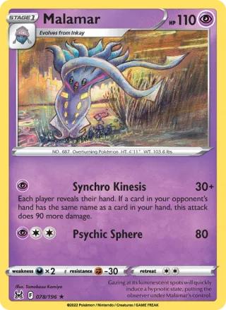 Malamar #078 · Lost Origin Pokémon card