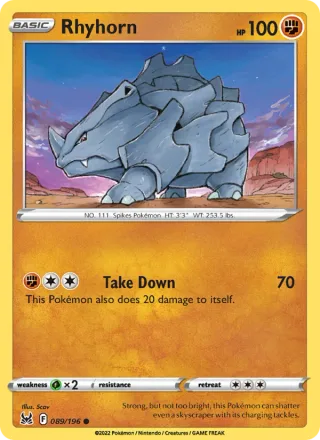Rhyhorn #089 · Lost Origin Pokémon card