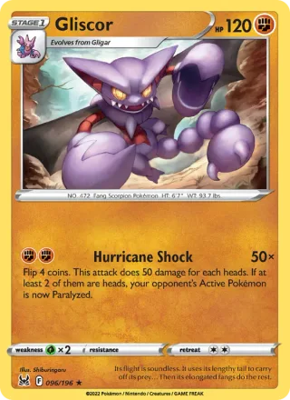 Gliscor #096 · Lost Origin Pokémon card