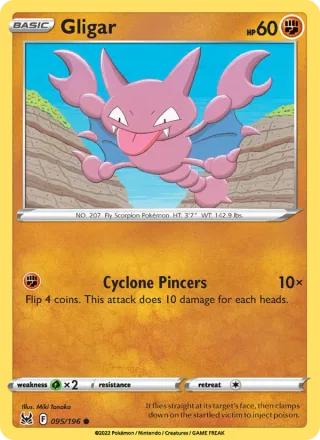 Gligar #095 · Lost Origin Pokémon card