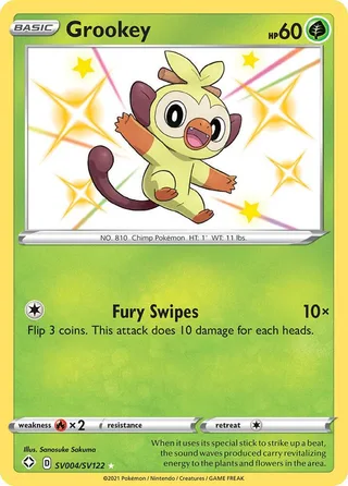 Grookey #SV004 · Shining Fates Shiny Vault Pokémon card