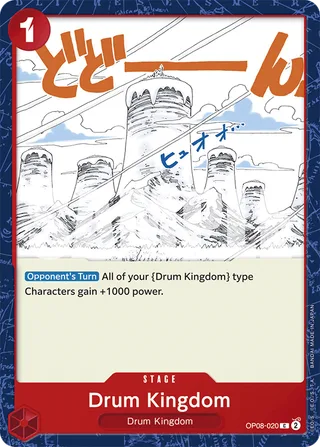 Drum Kingdom #OP08-020 · Two Legends Pre-Release Cards One Piece card