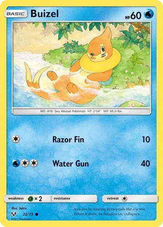 Buizel #22 · Shining Legends Pokémon card