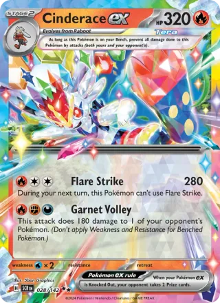 Cinderace ex #028 · Stellar Crown Pokémon card