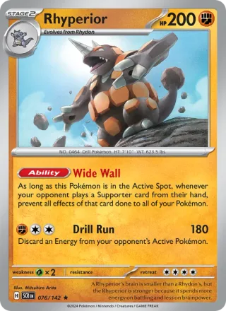 Rhyperior #076 · Stellar Crown Pokémon card