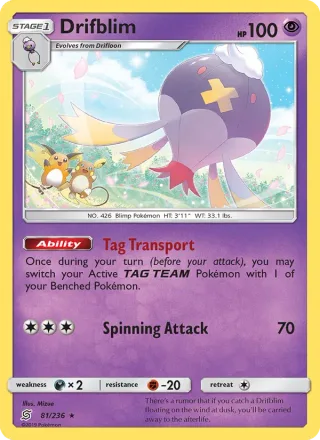 Drifblim #81 · Unified Minds Pokémon card