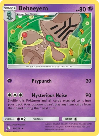 Beheeyem #91 · Unified Minds Pokémon card