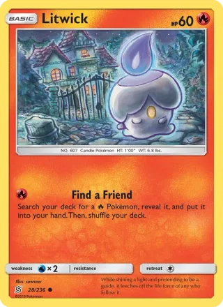 Litwick #28 · Unified Minds Pokémon card