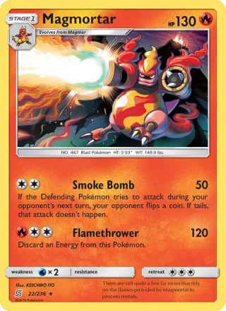 Magmortar #22 · Unified Minds Pokémon card