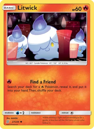 Litwick #27 · Unified Minds Pokémon card
