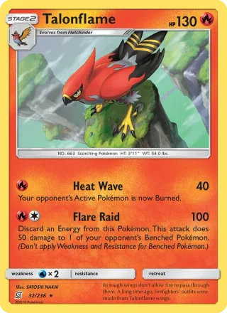 Talonflame #32 · Unified Minds Pokémon card