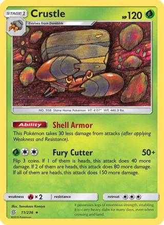 Crustle #11 · Unified Minds Pokémon card