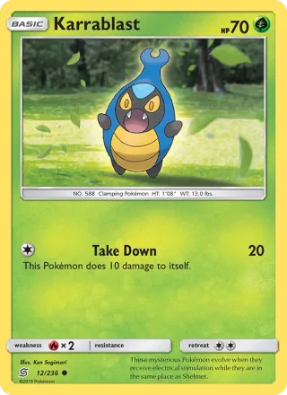 Karrablast #12 · Unified Minds Pokémon card